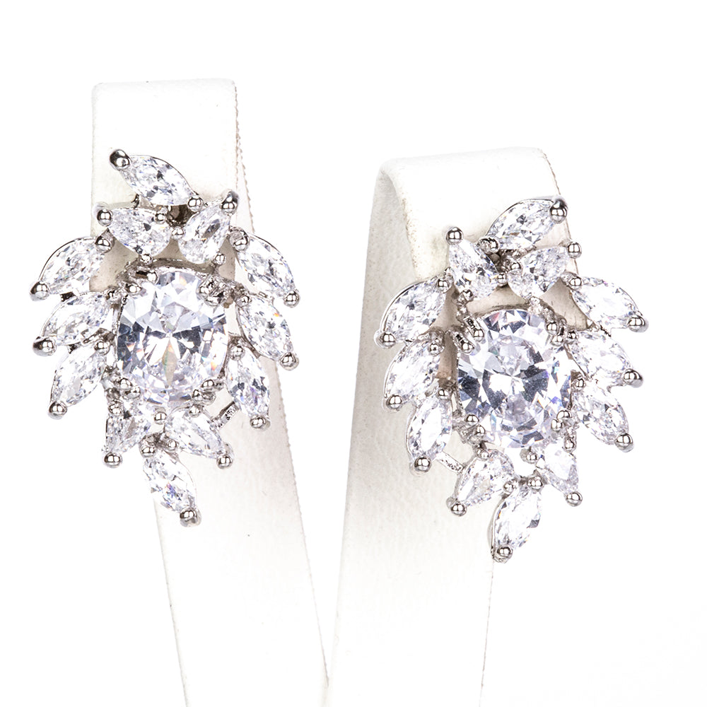 Pozlacená Slitinová Sada s Bílým Emporia® Křišťálem ( Náhrdelník+Náušnice )