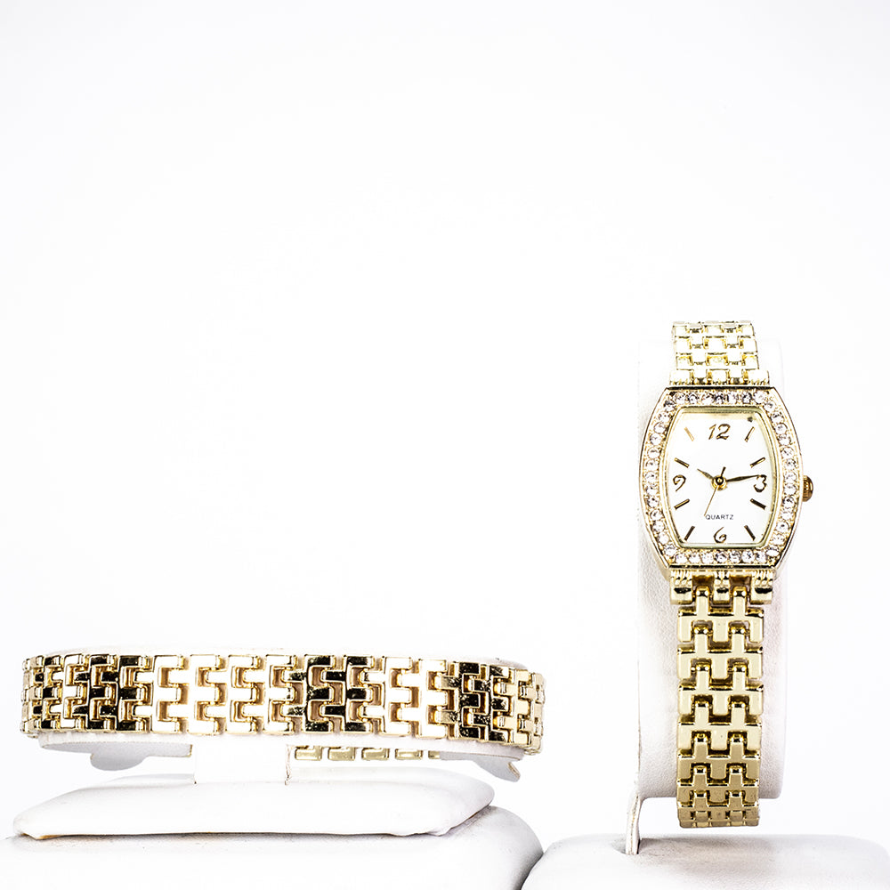 Pozlacená Slitinová Sada s Bílým Emporia® Křišťálem ( Náramek )