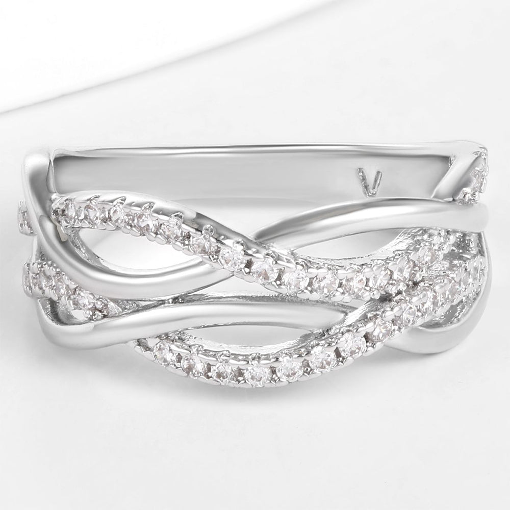 Pozlacená slitina - Prsten s Bílým Emporia® Křišťálem přibližná hmotnost: 10 gramů