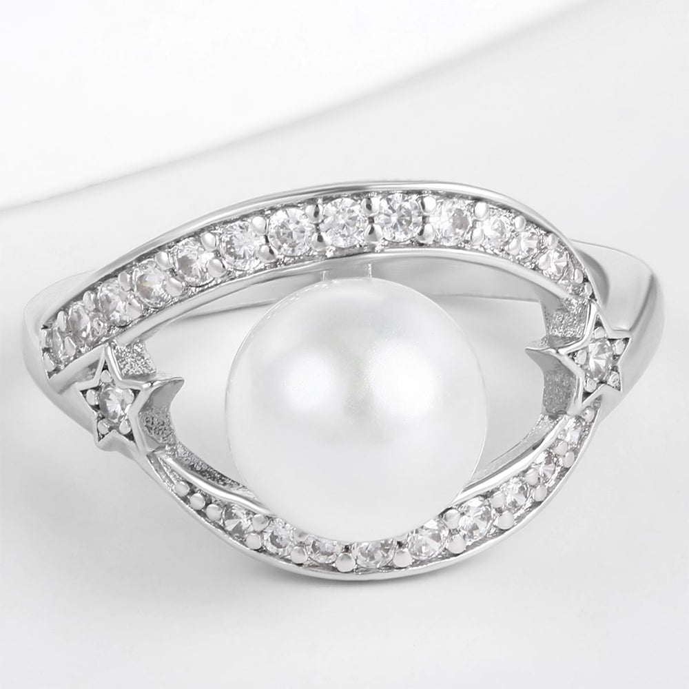 Pozlacená slitina - Prsten s Bílým Emporia® Křišťálem přibližná hmotnost: 10 gramů