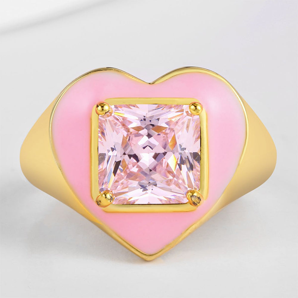 Pozlacená slitina - Prsten s Růžovým Emporia® Křišťálem a se Smaltem přibližná hmotnost: 10 gramů