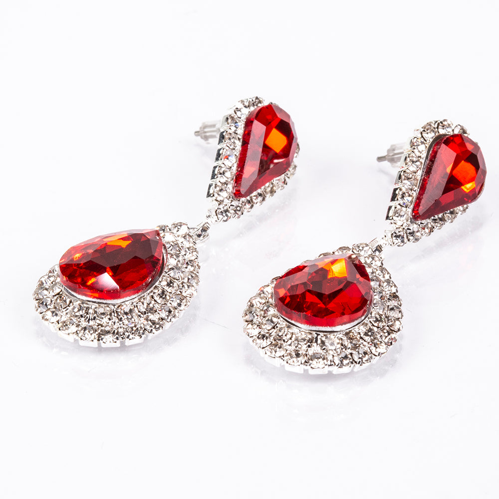 Pozlacený Slitinový Kabelka s Červeným Emporia® Křišťálem a Bílým Emporia® Křišťálem ( Náhrdelník+Náušnice+Náramek+Prsten )