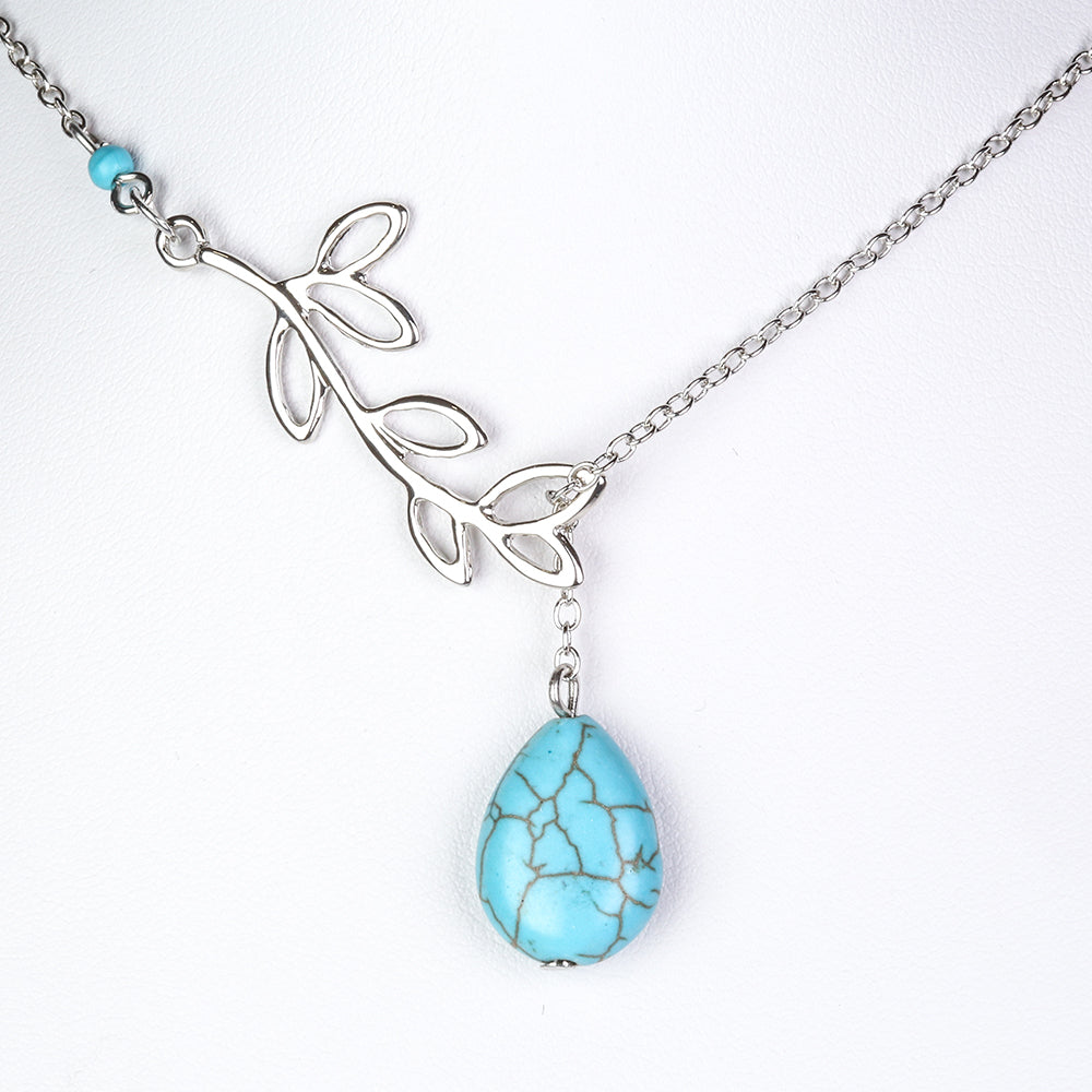 Pozlacená slitina - Sada s Tyrkysem - Karátové číslo: 22.75. přibližná hmotnost: 9.75 gramů ( Náhrdelník+Náušnice )