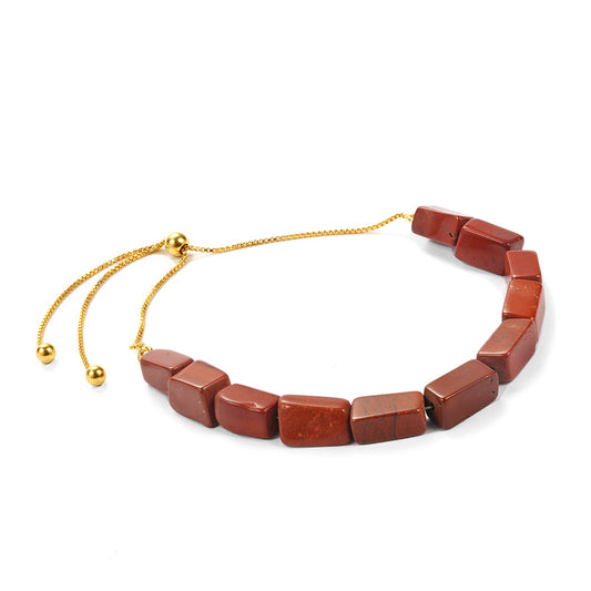 Pozlacené Stříbro 925/1000 - Náramek s Červeným Jaspisem - Karátové číslo: 33.24. přibližná hmotnost: 7.4 gramů