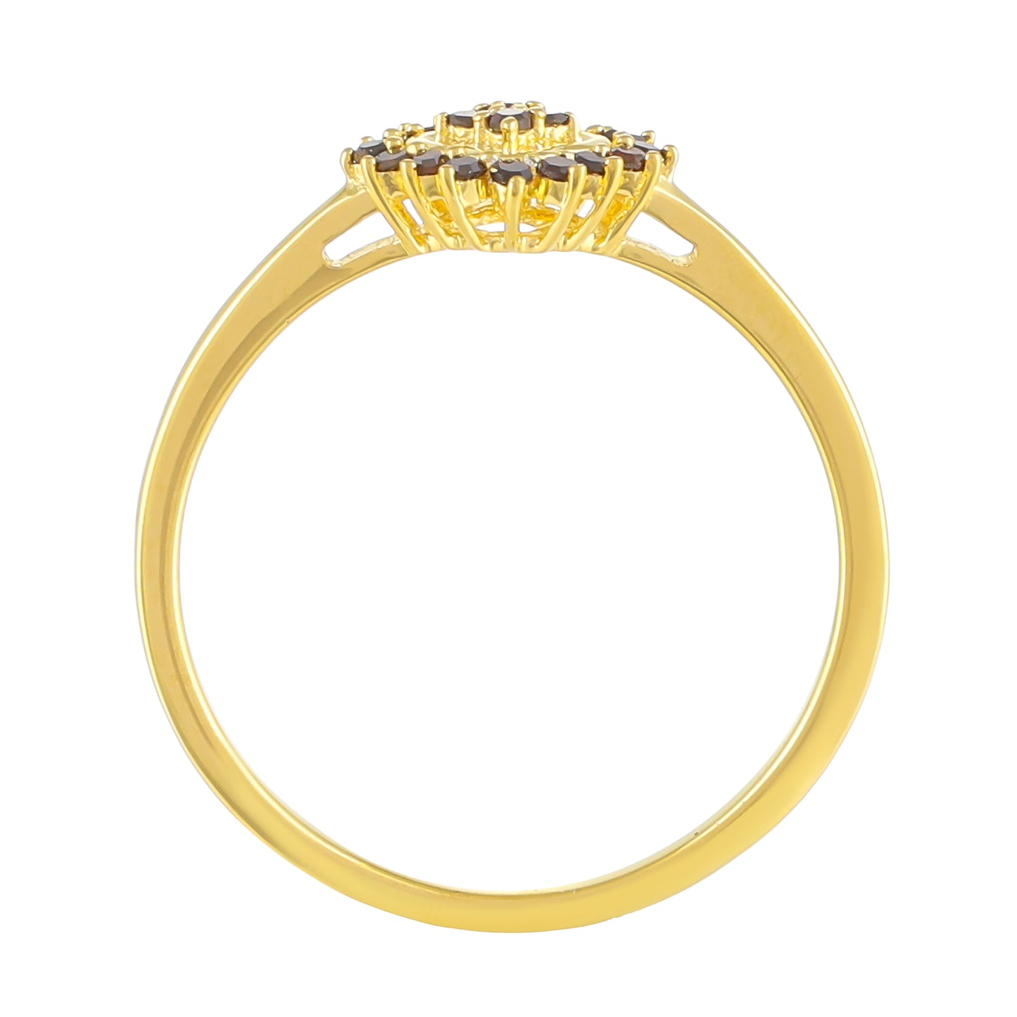 Pozlacené Stříbro 925/1000 - Prsten s Červeným Diamantem - Karátové číslo: 0.14. přibližná hmotnost: 1.5 gramů