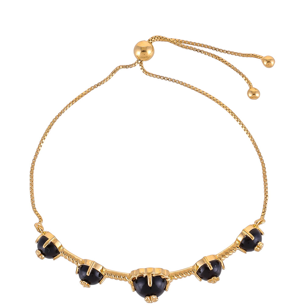 Pozlacený Stříbrný Náramek s Černým Onyxem