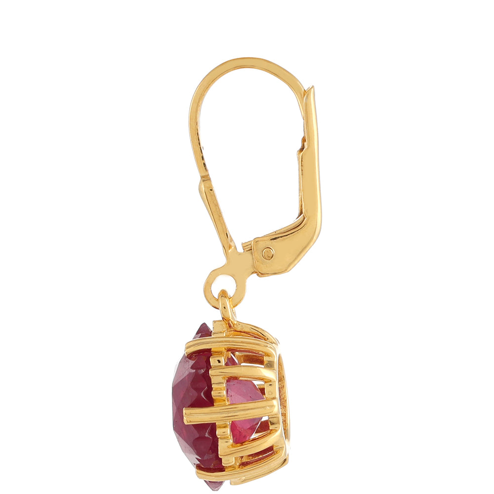 Pozlacené stříbro 925/1000 Náušnice s Thajským Rubínem - Karátové číslo: 9.38. přibližná hmotnost: 3.7 gramů
