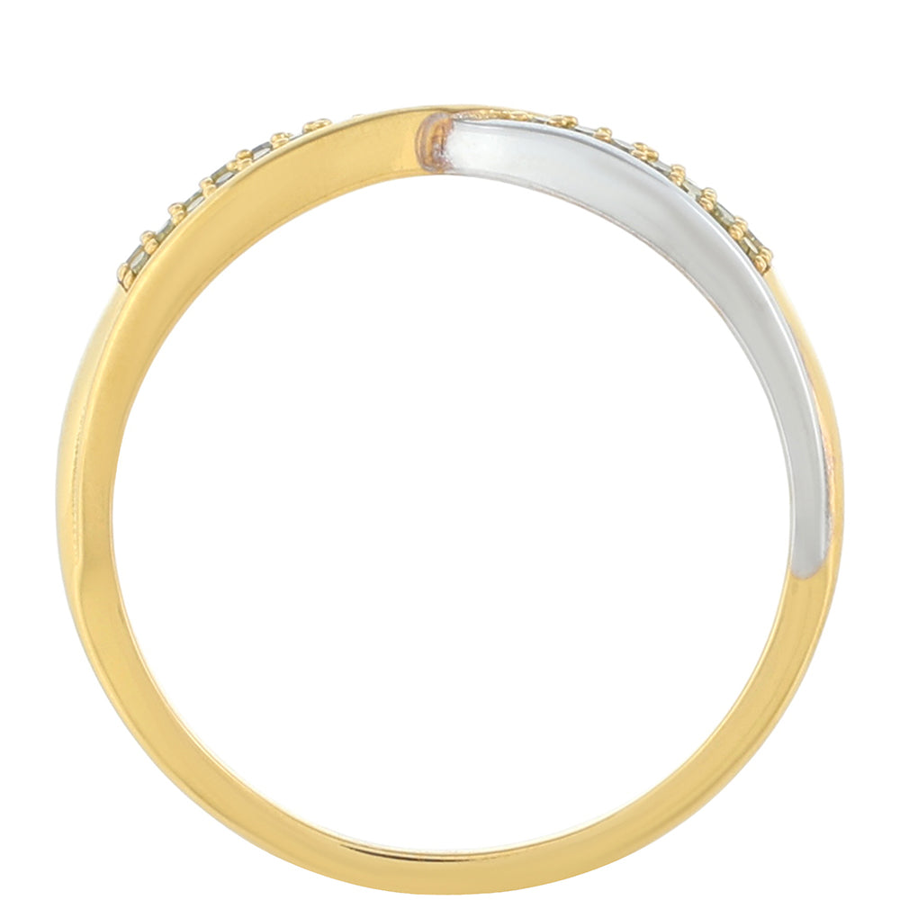 Pozlacený Stříbro 925/1000 - Prsten s Veronský zelený diamantem - Karátové číslo: 0.14. přibližná hmotnost: 2.51 gramů