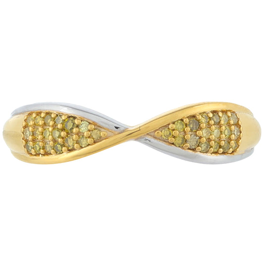 Pozlacený Stříbro 925/1000 - Prsten s Veronský zelený diamantem - Karátové číslo: 0.14. přibližná hmotnost: 2.51 gramů