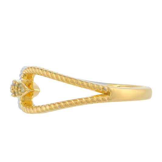 Pozlacený Stříbro 925/1000 - Prsten s Veronský zelený diamantem - Karátové číslo: 0.09. přibližná hmotnost: 2.78 gramů