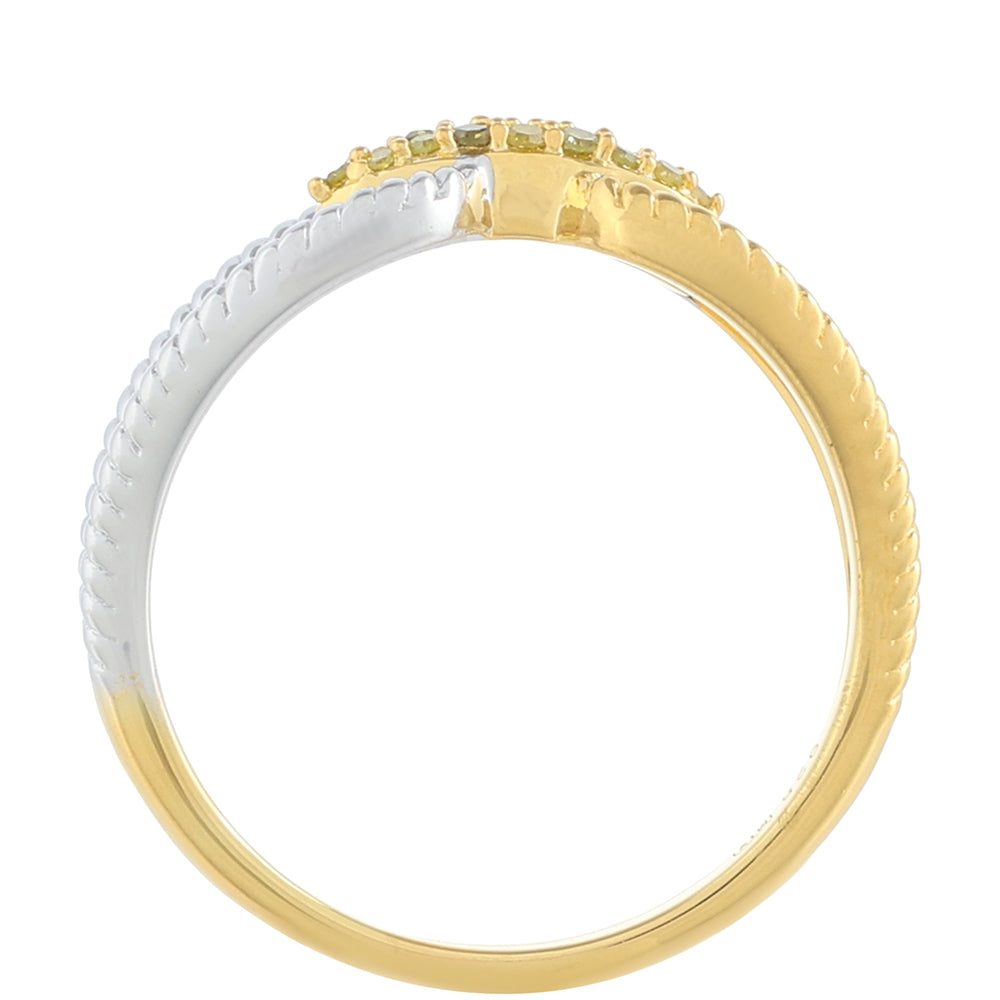 Pozlacený Stříbro 925/1000 - Prsten s Veronský zelený diamantem - Karátové číslo: 0.09. přibližná hmotnost: 2.78 gramů