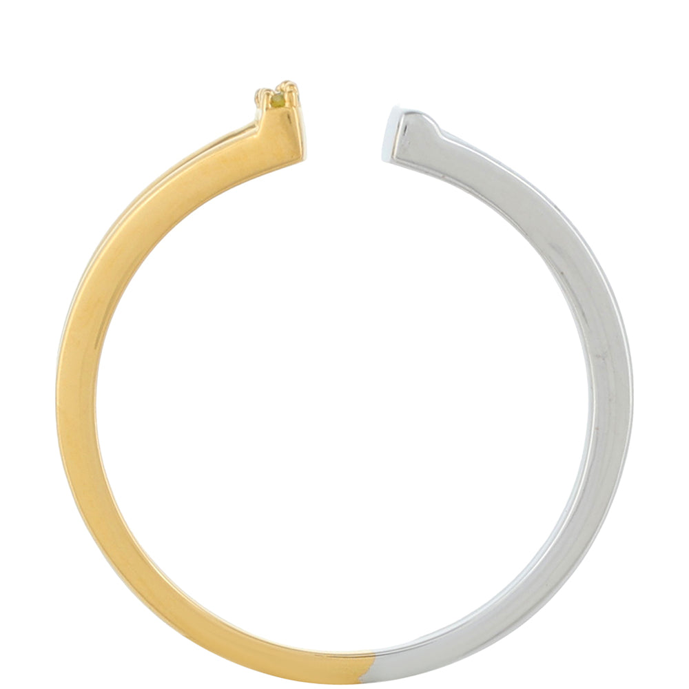 Pozlacený Stříbro 925/1000 - Prsten s Veronský zelený diamantem - Karátové číslo: 0.04. přibližná hmotnost: 2.05 gramů