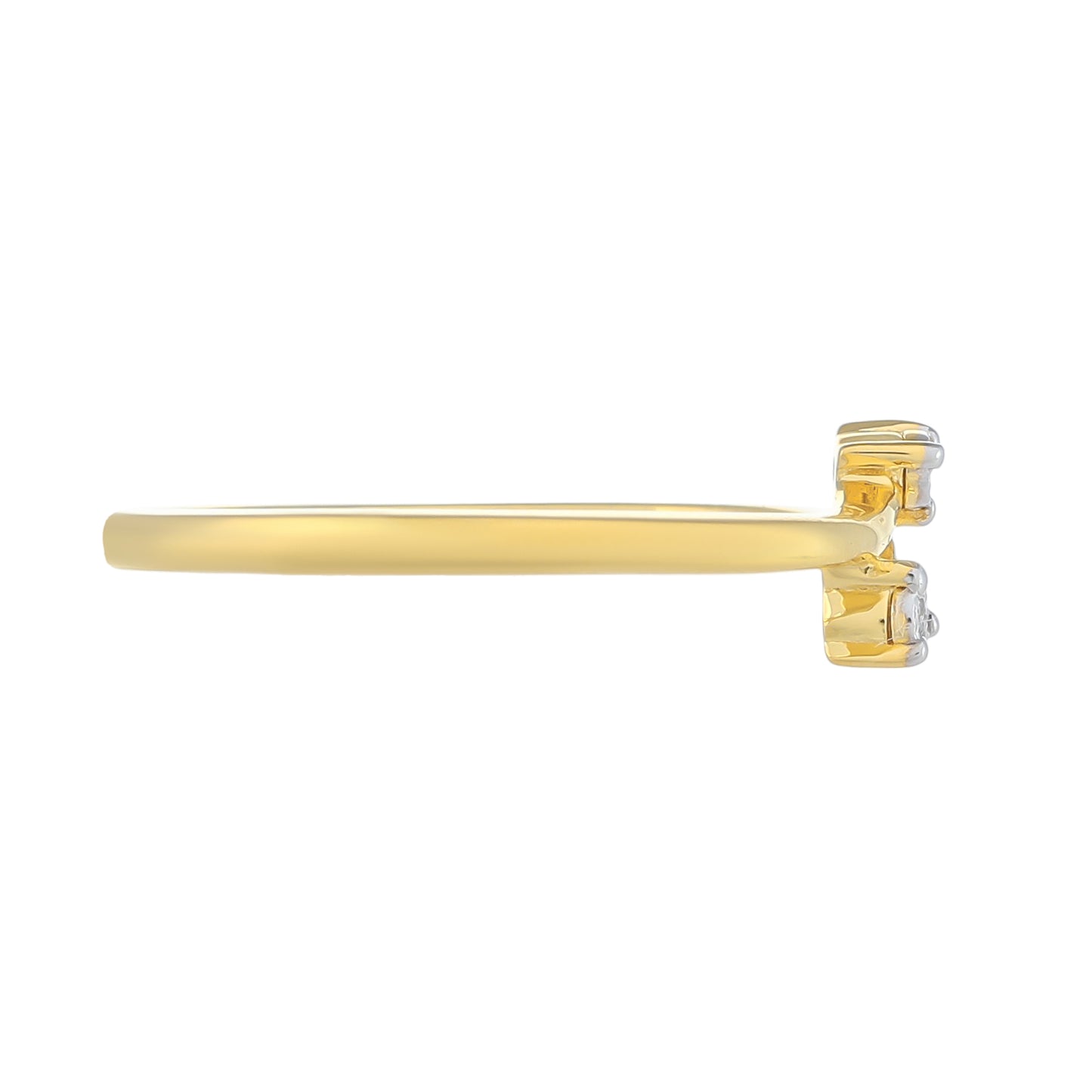 Pozlacené Stříbro 925/1000 - Prsten s Bílým Diamantem - Karátové číslo: 0.01. přibližná hmotnost: 1.38 gramů