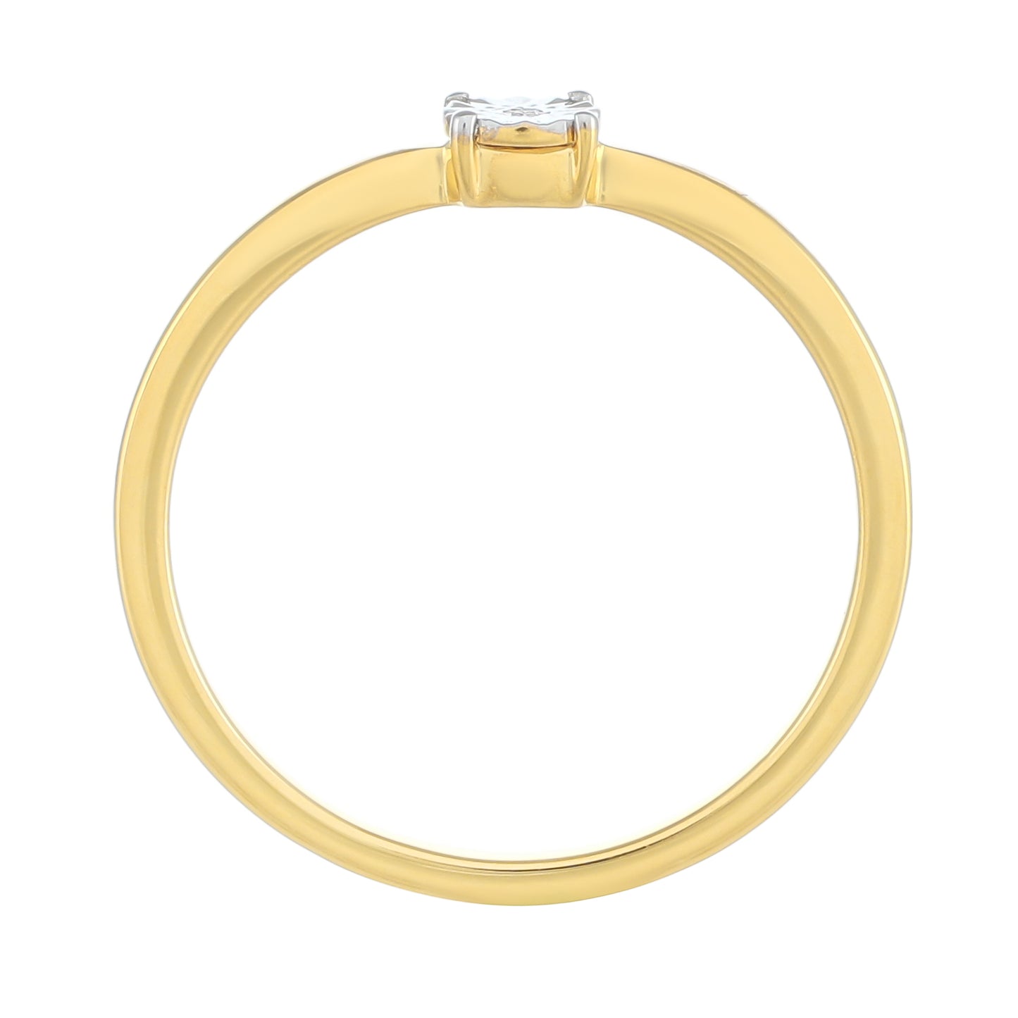 Pozlacené Stříbro 925/1000 - Prsten s Bílým Diamantem - Karátové číslo: 0.01. přibližná hmotnost: 1.45 gramů