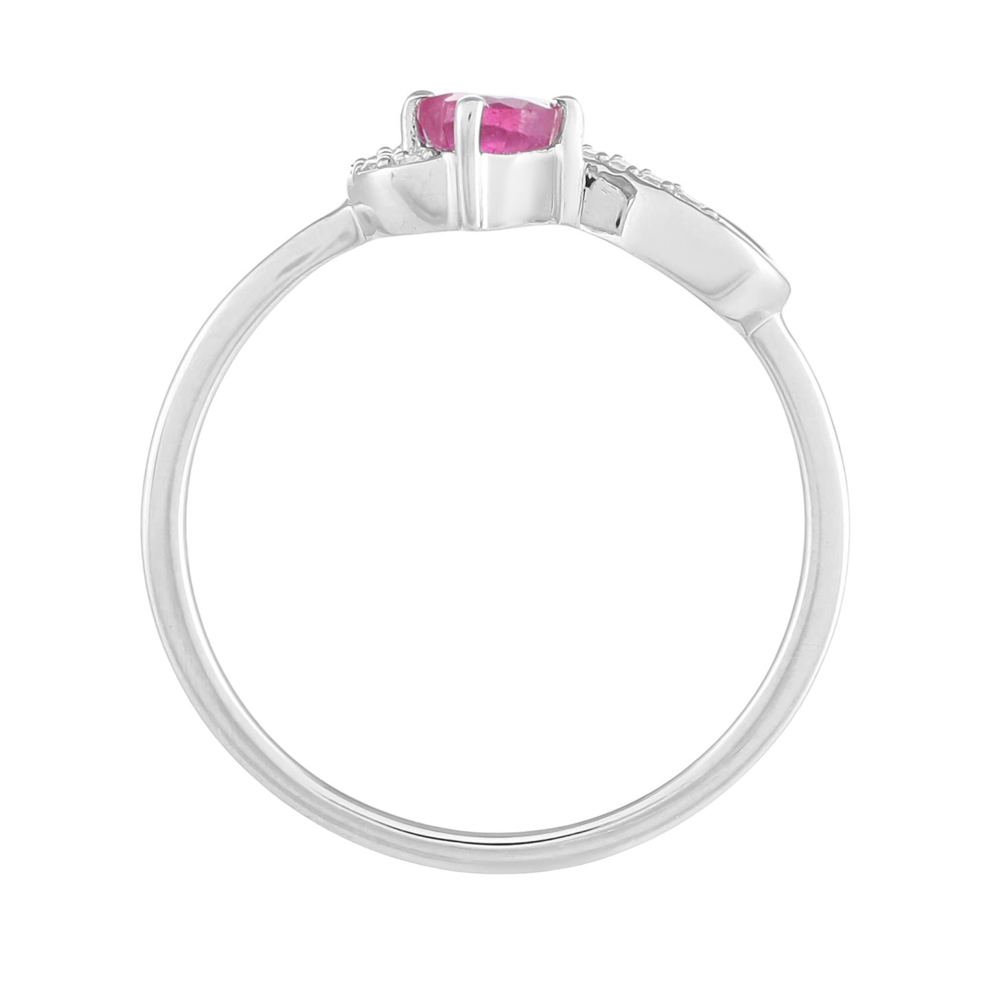 Stříbro 925/1000 - Prsten s Thajským Rubínem a Bílým Topazem - Karátové číslo: 0.43. přibližná hmotnost: 1.9 gramů