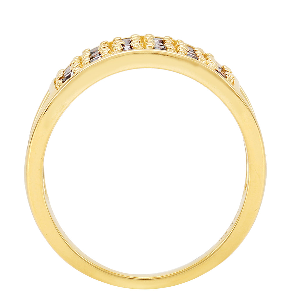 Pozlacené Stříbro 925/1000 - Prsten s Červeným Diamantem - Karátové číslo: 0.56. přibližná hmotnost: 3.05 gramů