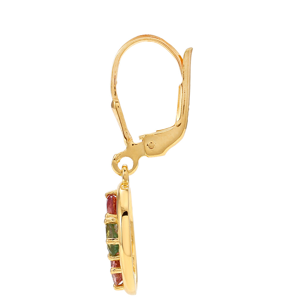 Pozlacené Stříbrné Náušnice s Duhovým Turmalínem z Pelmadulla a Bílým Topazem