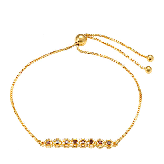 Pozlacené Stříbro 925/1000 - Náramek s Červeným Diamantem - Karátové číslo: 0.18. přibližná hmotnost: 3.67 gramů