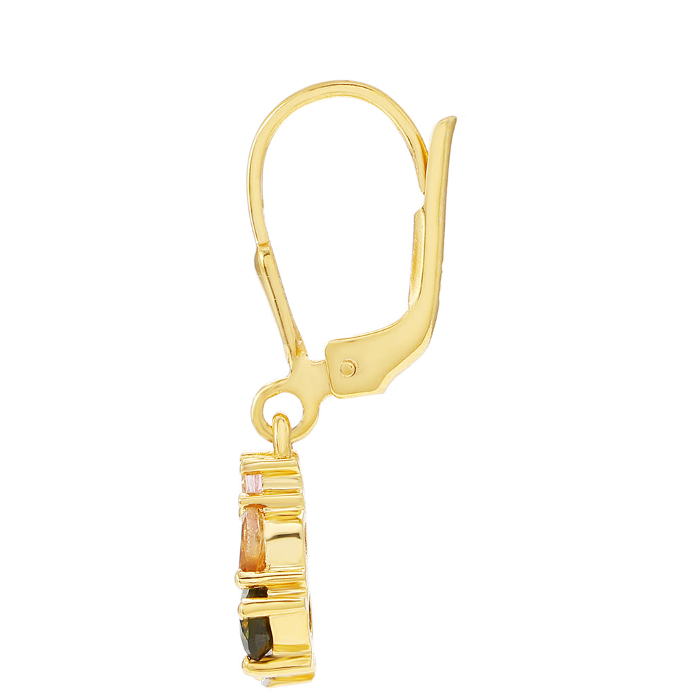 Pozlacené Stříbro 925/1000 - Náušnice s Duhovým Turmalínem z Pelmadulla a Bílým Topazem - Karátové číslo: 1.25. přibližná hmotnost: 2.43 gramů