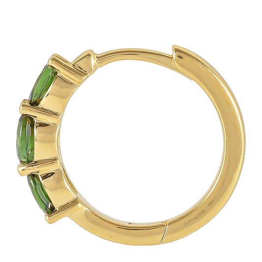 Pozlacené Stříbrné Náušnice se Zeleným Turmalínem