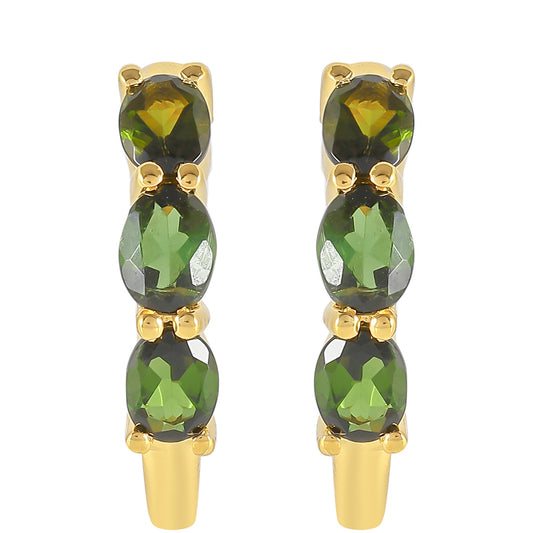 Pozlacené Stříbrné Náušnice se Zeleným Turmalínem