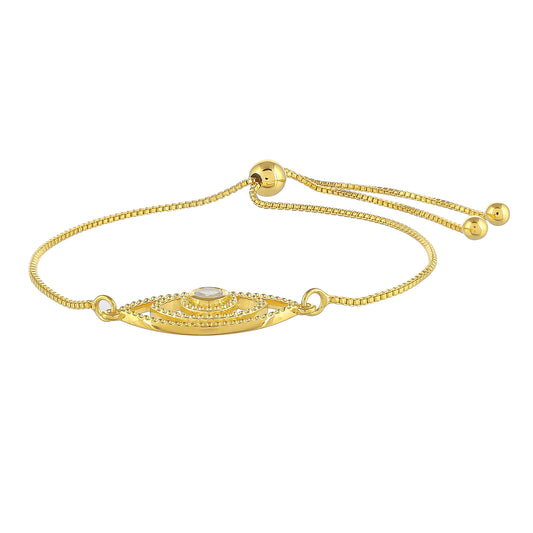 Pozlacené Stříbro 925/1000 - Náramek s Duhovým Měsíčním Kamenem - Karátové číslo: 0.25. přibližná hmotnost: 4.36 gramů