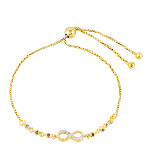 Pozlacené stříbro 925/1000 Náramek s Červeným Diamantem a Bílým Diamantem - Karátové číslo: 0.17. přibližná hmotnost: 3.52 gramů