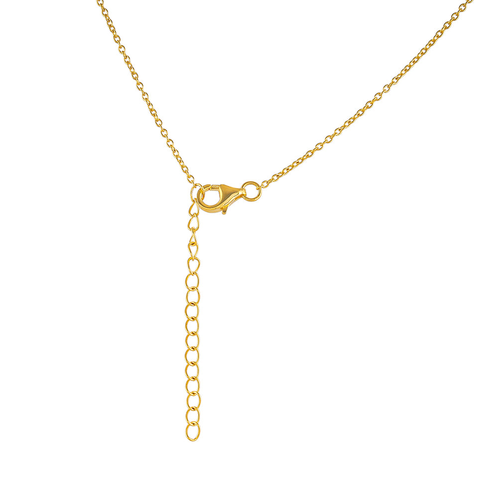 Pozlacený Stříbrný Náhrdelník s Červeným Diamantem a Bílým Diamantem