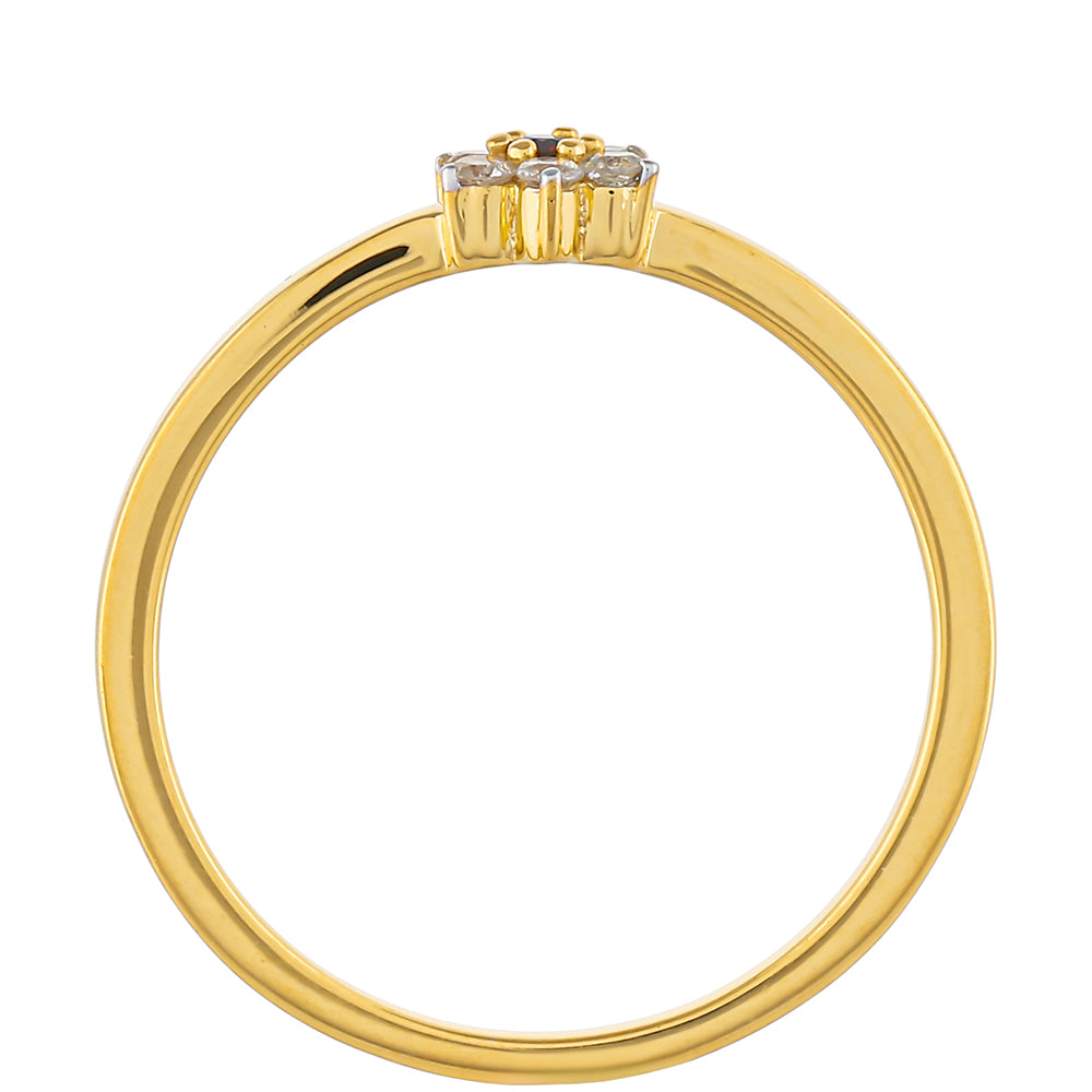 Pozlacené Stříbro 925/1000 - Prsten s Červeným Diamantem a Bílým Diamantem - Karátové číslo: 0.11. přibližná hmotnost: 1.55 gramů