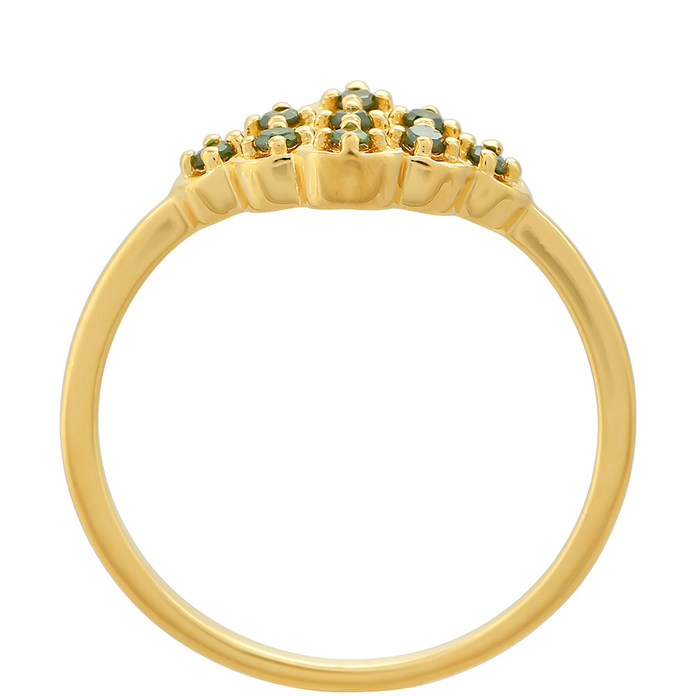 Pozlacený Stříbrný Prsten se Zeleným Diamantem