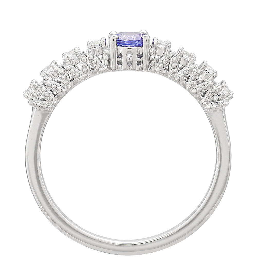 Stříbrný Prsten s AAA Tanzanitem a Bílým Topazem