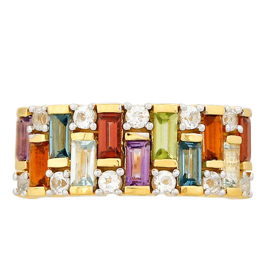 Pozlacené Stříbro 925/1000 - Prsten s Ametystem a Citrínem - Karátové číslo: 1.89. přibližná hmotnost: 4.2 gramů