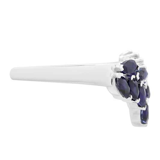 Stříbro 925/1000 - Prsten s Thajským Safírem a Bílým Topazem - Karátové číslo: 1.08. přibližná hmotnost: 3.2 gramů