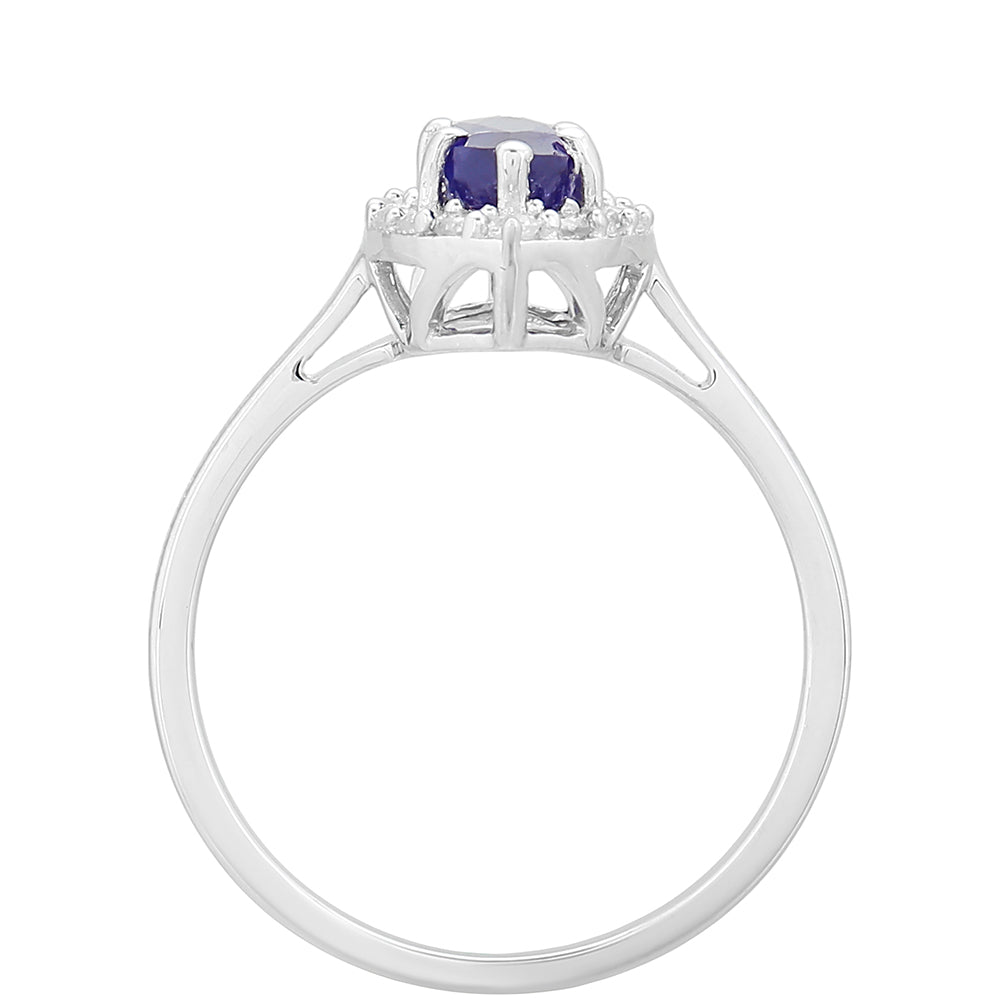 Stříbrný Prsten s Thajským Safírem a Bílým Topazem