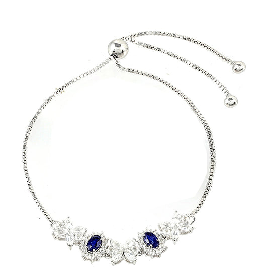 Stříbrný Náramek s Thajským Safírem a Bílým Topazem