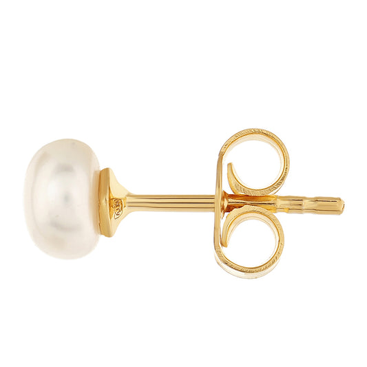 Pozlacené Stříbro 925/1000 - Náušnice s Barokní Sladkovodní Kultivovanou Perlou - Karátové číslo: 2.47. přibližná hmotnost: 1.13 gramů