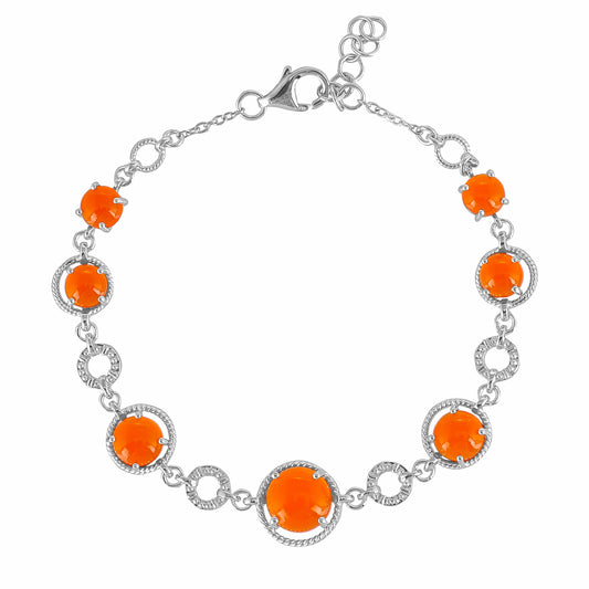 Stříbro 925/1000 - Náramek s Karneolem - Karátové číslo: 8.6. přibližná hmotnost: 8.46 gramů