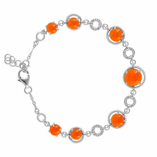 Stříbro 925/1000 - Náramek s Karneolem - Karátové číslo: 8.6. přibližná hmotnost: 8.46 gramů