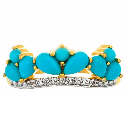 Pozlacené Stříbro 925/1000 - Prsten s Tyrkysem Sleeping Beauty - Karátové číslo: 1.29. přibližná hmotnost: 3.09 gramů