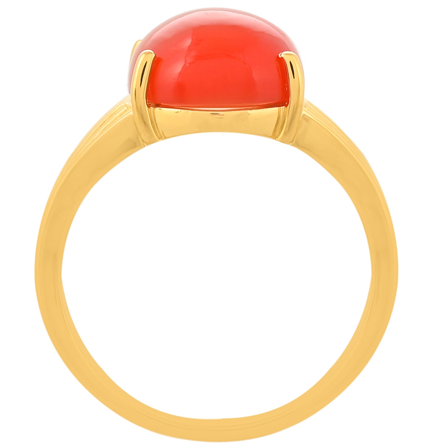 Pozlacené Stříbro 925/1000 - Prsten s Karneolem - Karátové číslo: 4.64. přibližná hmotnost: 3.84 gramů