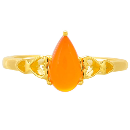 Pozlacené stříbro 925/1000 Prsten s Karneolem - Karátové číslo: 1.01. přibližná hmotnost: 2.28 gramů