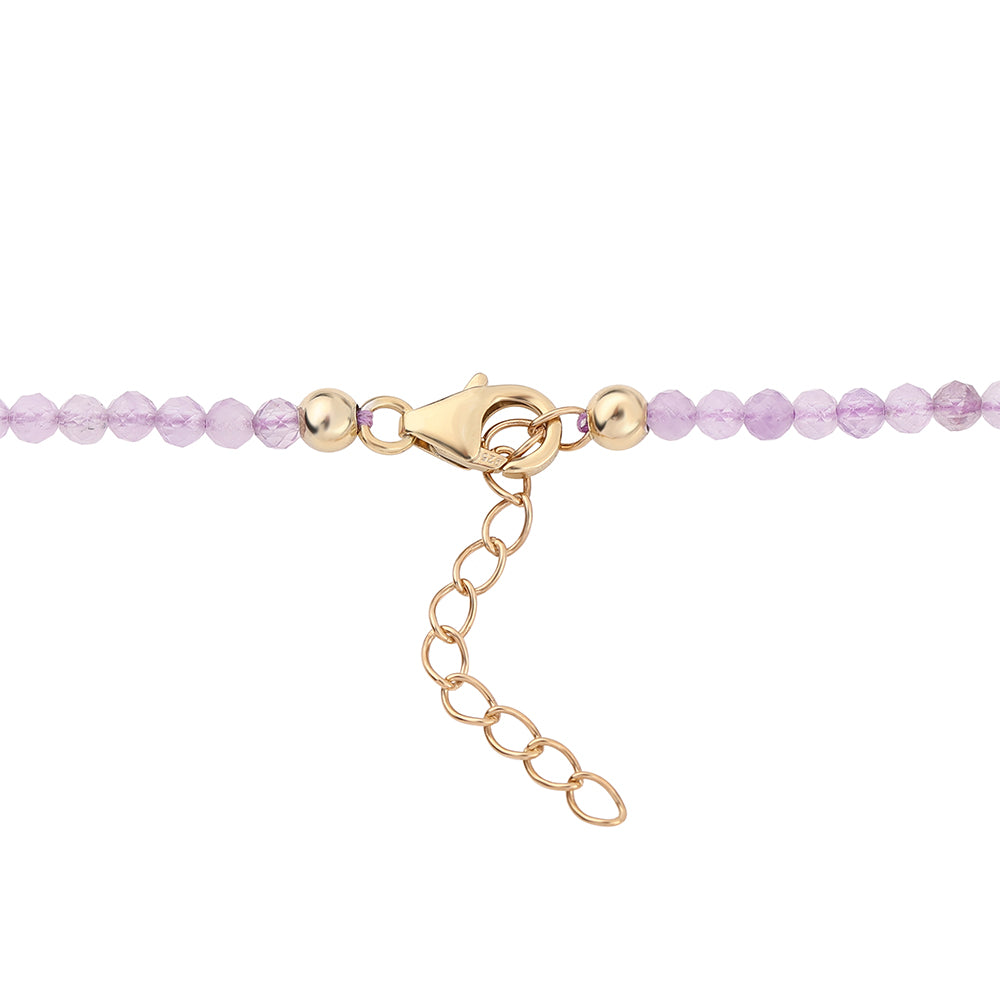 Pozlacené Stříbro 925/1000 - Náhrdelník s Rose de France Ametystem - Karátové číslo: 87. přibližná hmotnost: 21.97 gramů