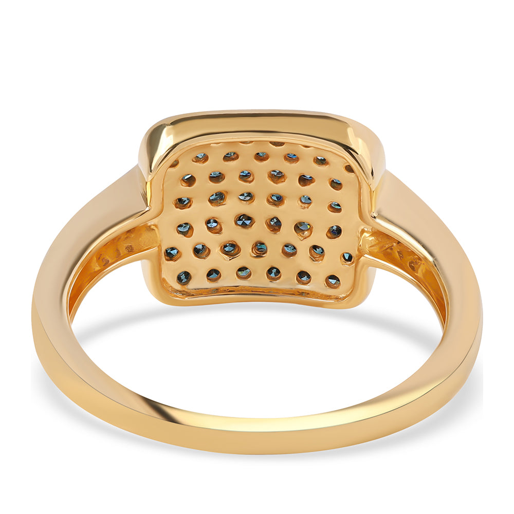 Pozlacený 925 / 1000 Sterlingové Stříbro Prsten s Modrým Diamantem a Bílým Diamantem