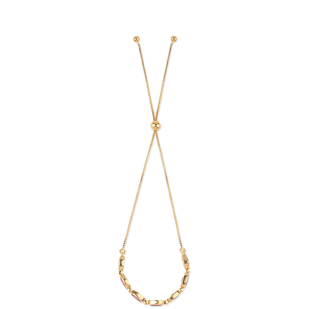 Pozlacený 925 / 1000 Sterlingové Stříbro Náramek s Mozambickým Rubínem