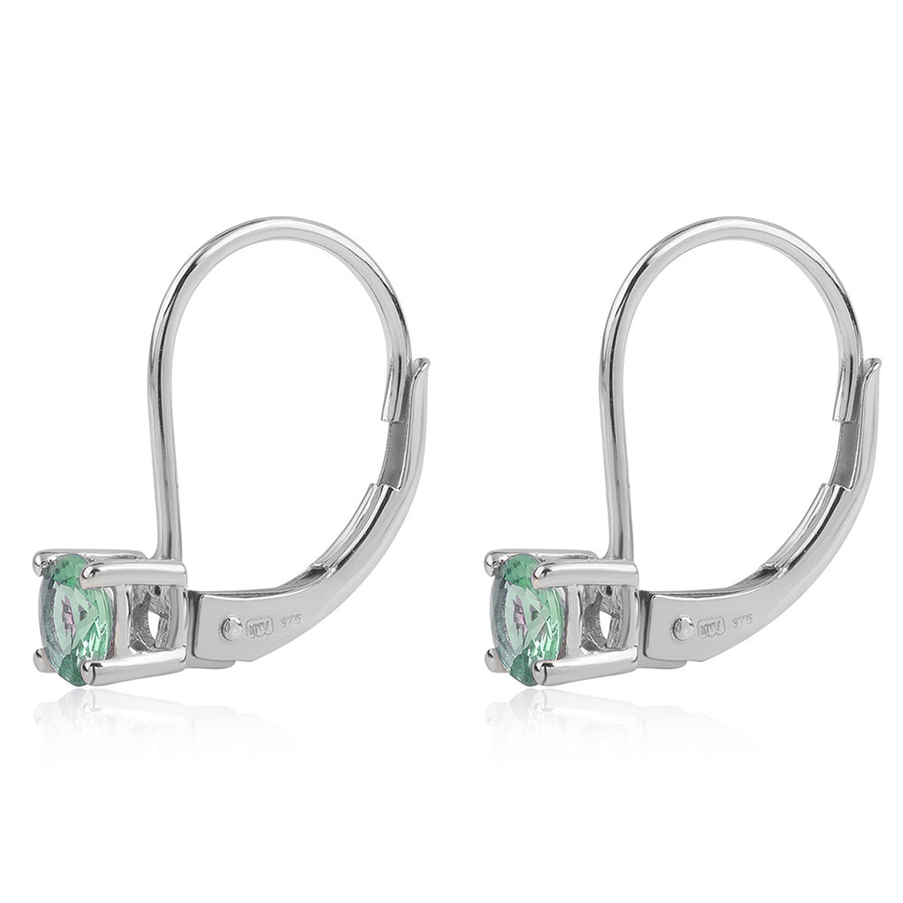 Stříbro 925/1000 - Náušnice s Brazilským Smaragdem - Karátové číslo: 0.7. přibližná hmotnost: 1.14 gramů