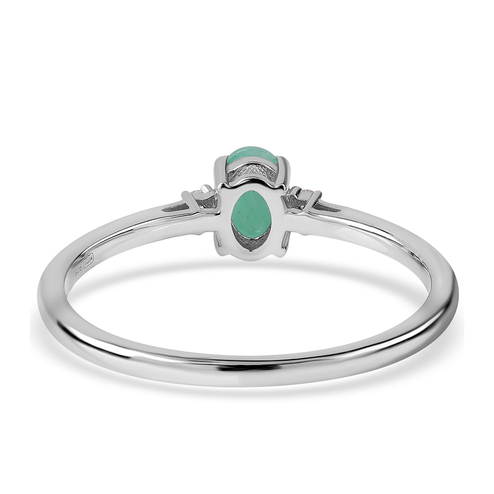 Stříbro 925/1000 - Prsten s Brazilským Smaragdem a Bílým Topazem - Karátové číslo: 0.53. přibližná hmotnost: 1.74 gramů