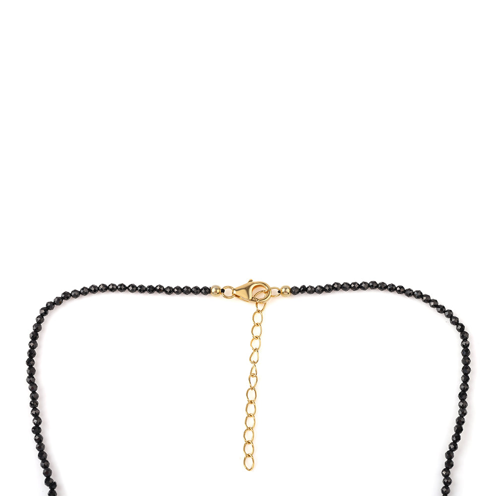 Pozlacené Stříbro 925/1000 - Náhrdelník s Černým spinelem - Karátové číslo: 66.26. přibližná hmotnost: 14.18 gramů