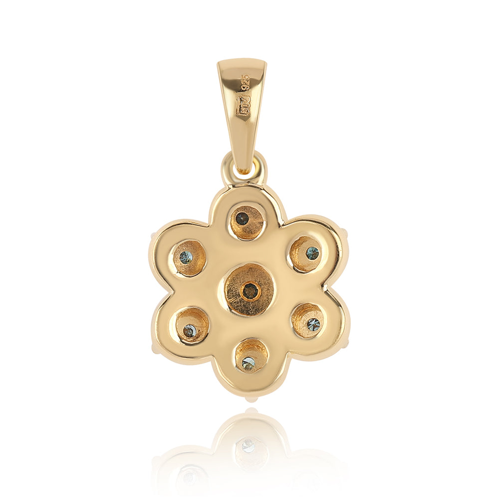 Pozlacené Stříbro 925/1000 - Přívěsek s Modrým Diamantem - Karátové číslo: 0.05. přibližná hmotnost: 2.19 gramů