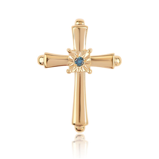 Pozlacené Stříbro 925/1000 - Přívěsek s Modrým Diamantem - Karátové číslo: 0.02. přibližná hmotnost: 0.63 gramů