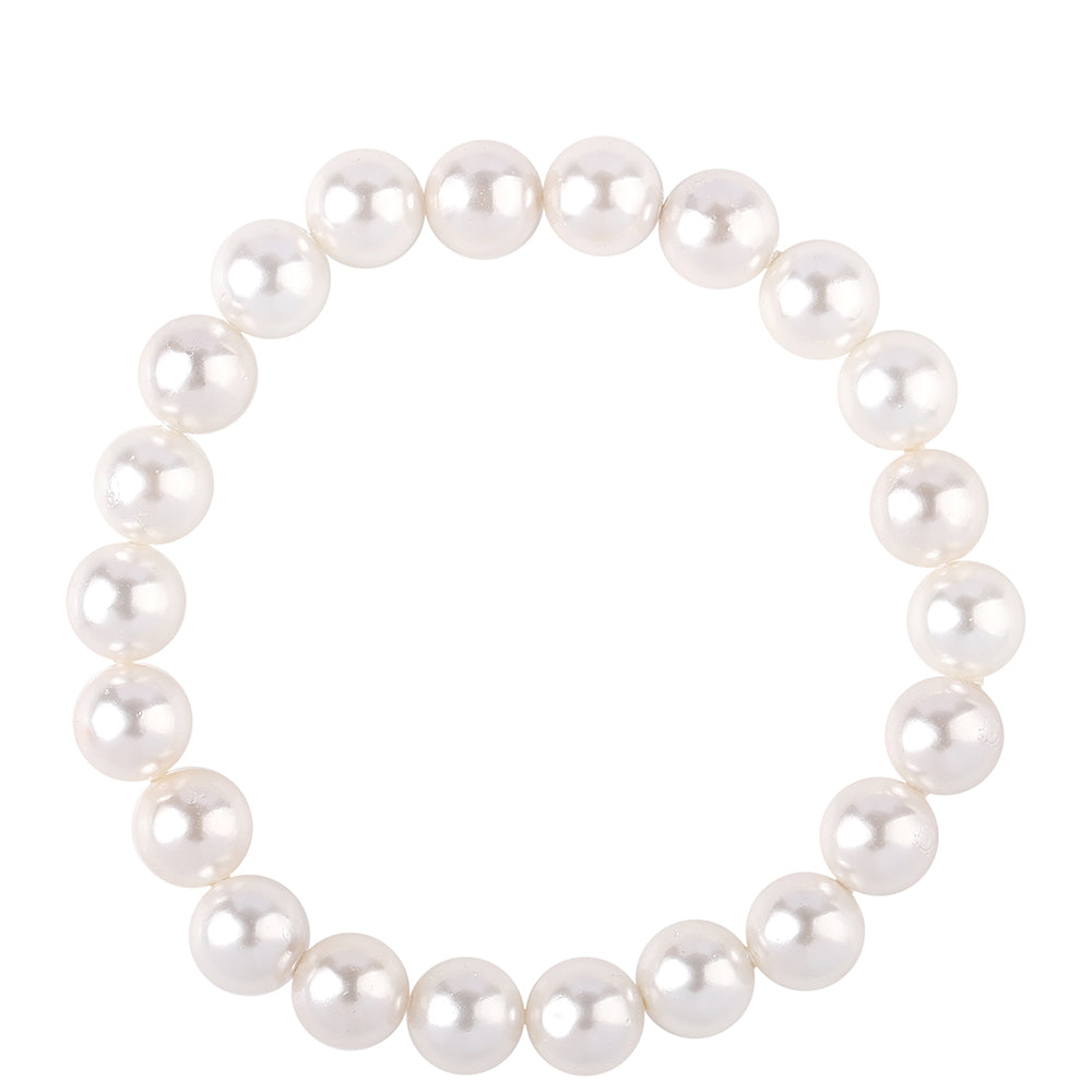 Pozlacená 925 / 1000 Sterlingové Stříbro Sada s Bílou Sladkovodní Perlou ( Náhrdelník+Náušnice+Náramek )